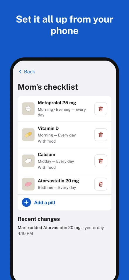 Mom's checklist, set up from your iPhone.