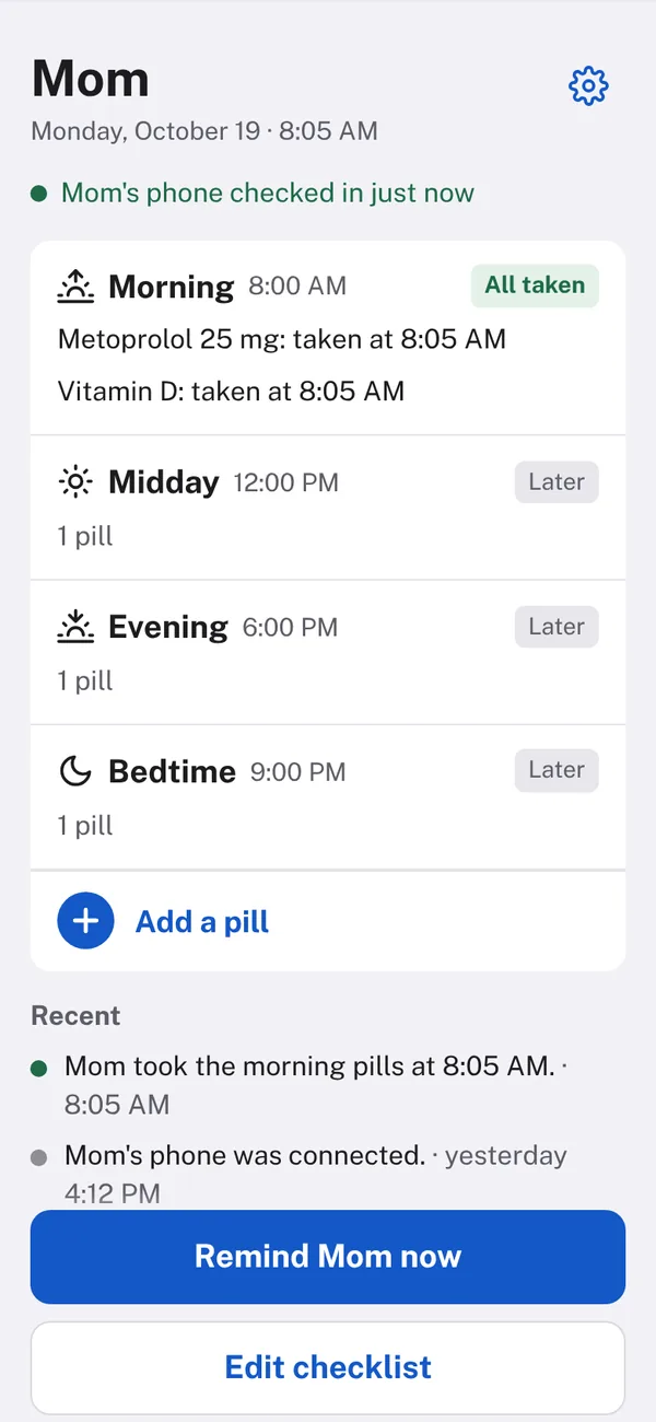 Your iPhone a moment later: all morning pills taken.