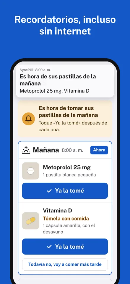 Un recordatorio en el iPhone de Mamá, incluso sin internet.