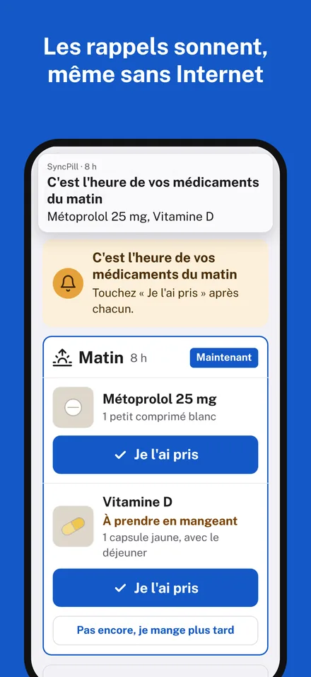 Un rappel sur l'iPhone de Maman, même sans Internet.