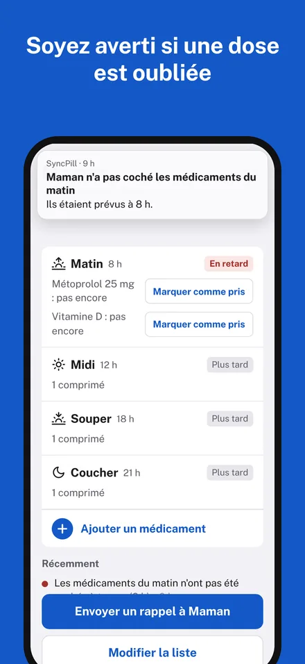 Votre iPhone quand une dose est oubliée.