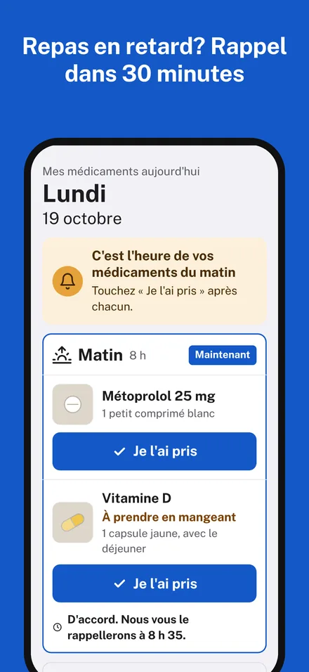 « Pas encore, je mange plus tard » : nouveau rappel dans 30 minutes.